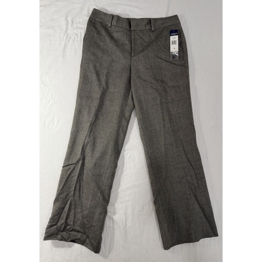 Chaps Women’s Tweed Wool Blend Dress Pants Button Zip Lined Straight Size 12